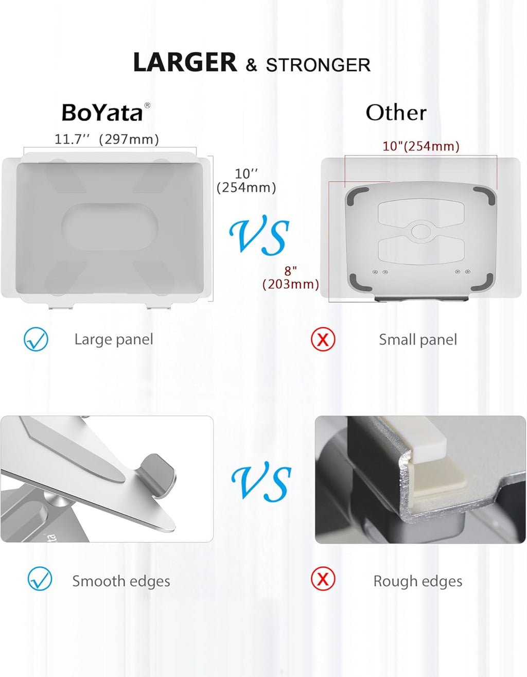 Laptop Stand, Adjustable Multi-Angle Laptop Holder, Compatible for Laptops up to 17 Inches, Sturdy Aluminum & Silicone, Silver