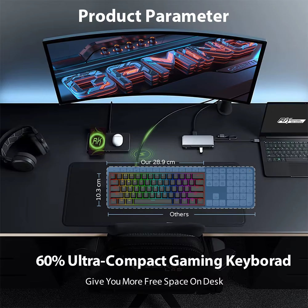 61 Keys Mechanical Keyboard Wired USB Mechanical Keyboard 17 Types RGB Keyboard for Computer Laptop Red Blue Tea Axis Keyboard