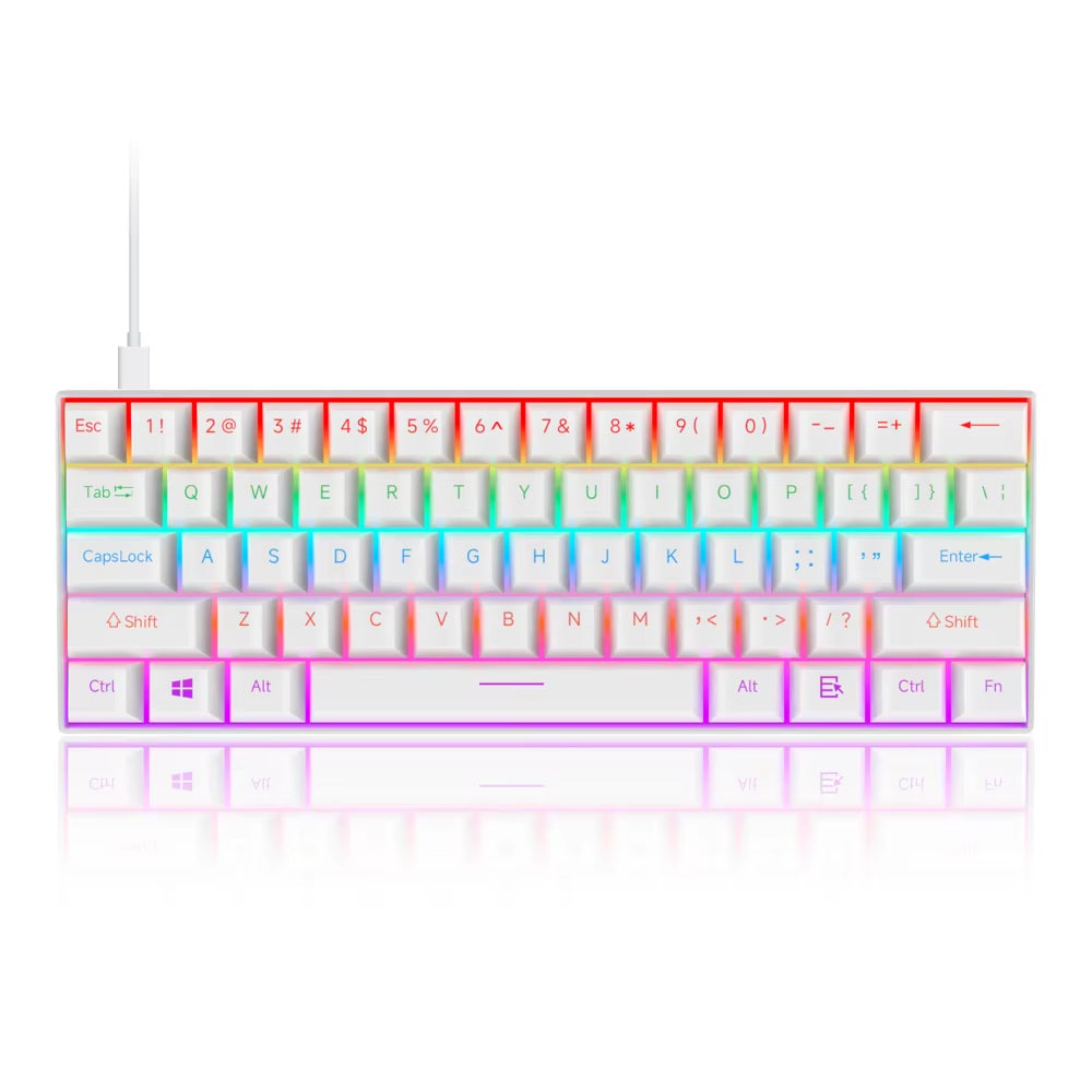 61 Keys Mechanical Keyboard Wired USB Mechanical Keyboard 17 Types RGB Keyboard for Computer Laptop Red Blue Tea Axis Keyboard